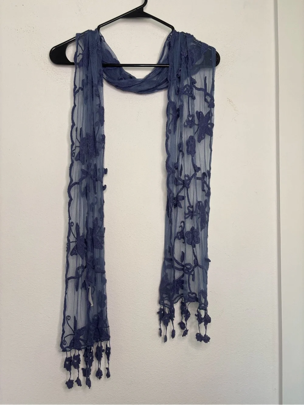 INDIGO SOUL DEEP BLUE BUTTERFLY MESH BOHEMIAN SCARF